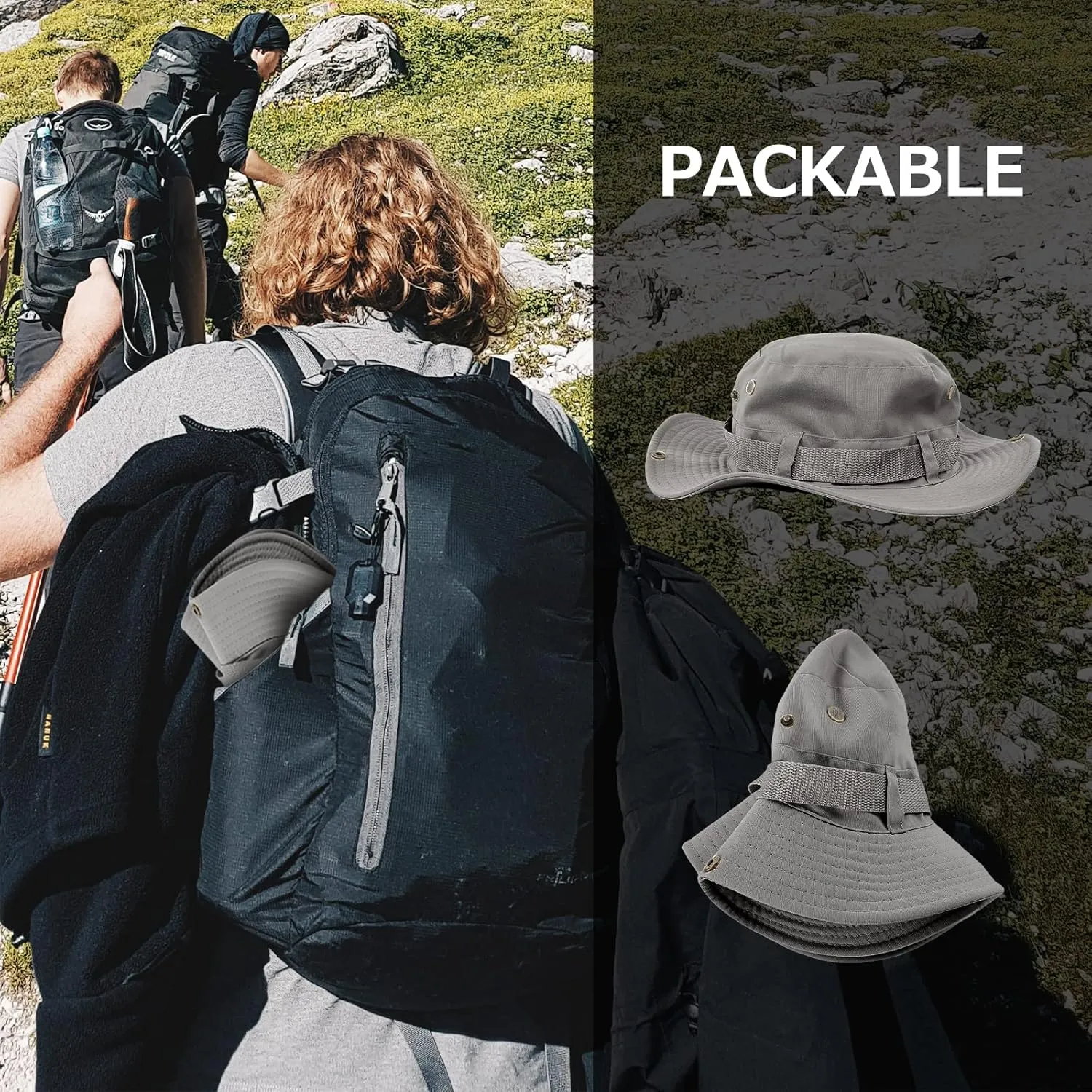 Surblue Boonie Sun Hat Windproof Fishing Hat UPF 50  UV Protection for Hiking, Travel