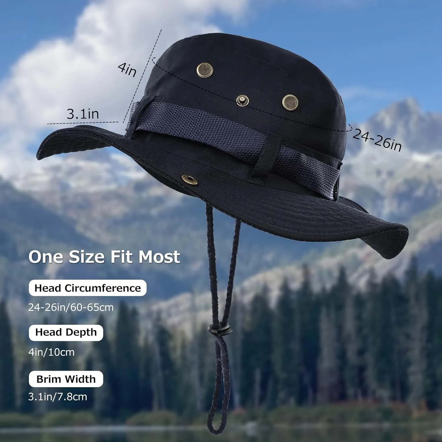 Surblue Boonie Sun Hat Windproof Fishing Hat UPF 50  UV Protection for Hiking, Travel