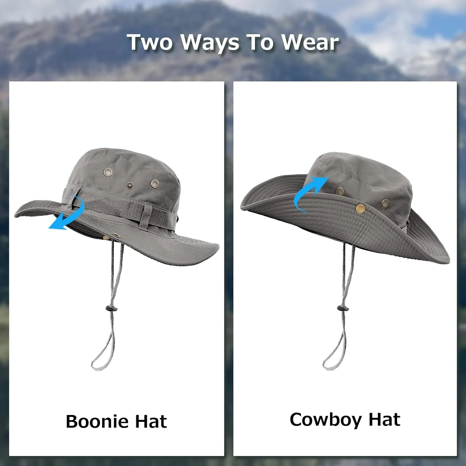 Surblue Boonie Sun Hat Windproof Fishing Hat UPF 50  UV Protection for Hiking, Travel