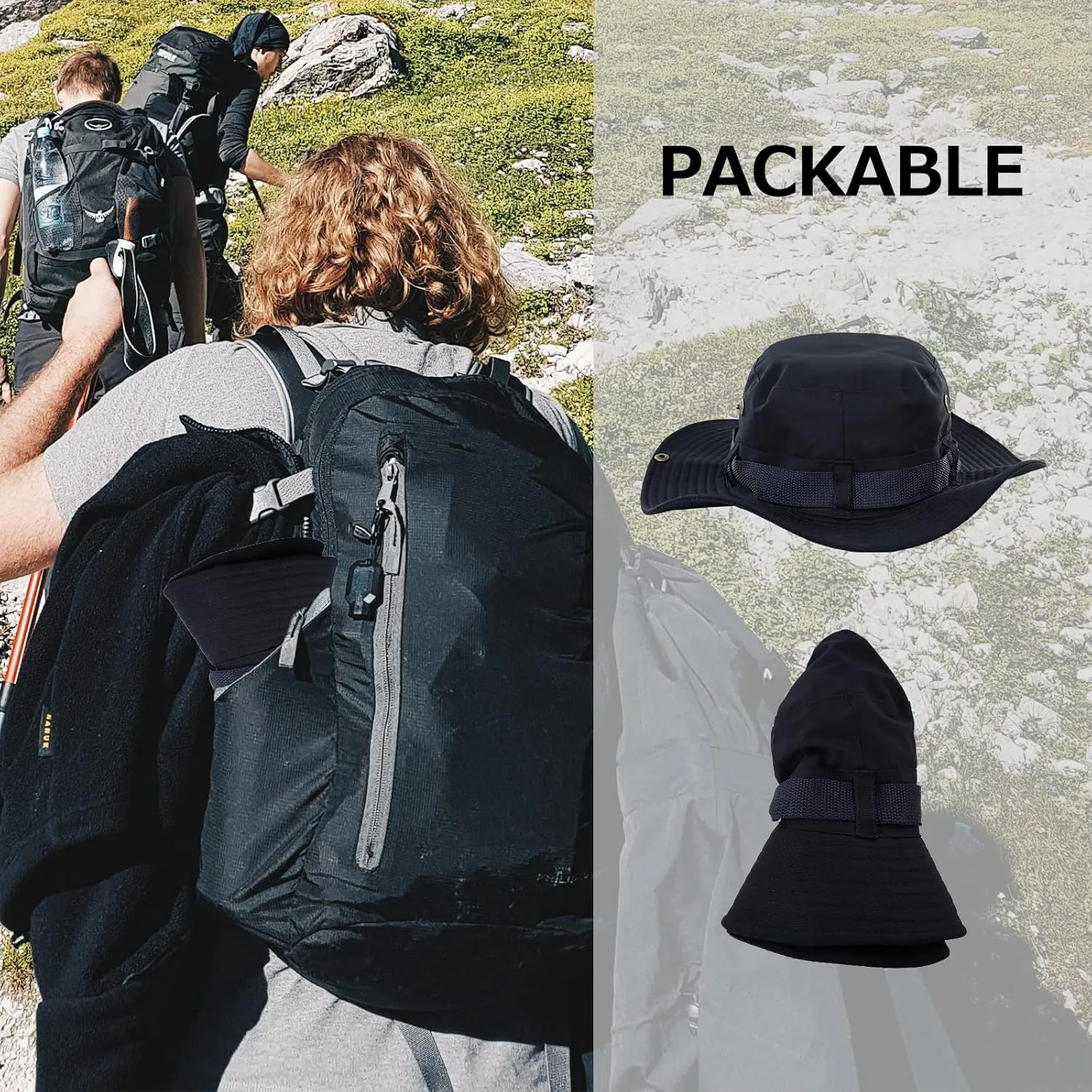 Surblue Boonie Sun Hat Windproof Fishing Hat UPF 50  UV Protection for Hiking, Travel