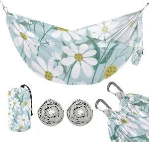 susiyo Portable Camping Hammock Cute Daisy Flowers Printed Lightweight Hammock Comfortable Travel Swing with Tree Straps for Camping Hiking Backpacking Travel or Beach - Up to 330lbs