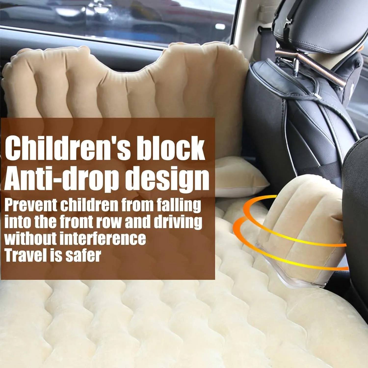 SUV Air Mattress Car Bed Camping Cushion Inflatable Thickened Car Air Bed with Electric Air Pump Flocking Surface, for Camping Travel, Thickened Home Sleeping Pad Fast Inflation