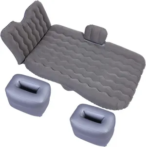 SUV Air Mattress Car Bed Camping Cushion Inflatable Thickened Car Air Bed with Electric Air Pump Flocking Surface, for Camping Travel, Thickened Home Sleeping Pad Fast Inflation
