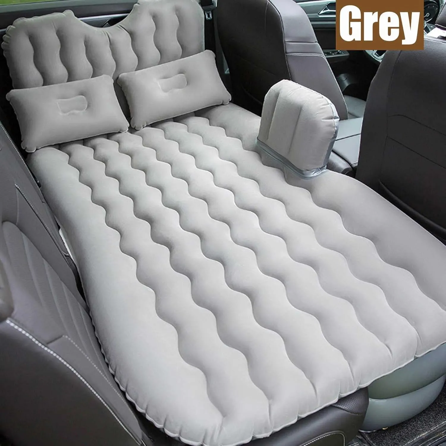 SUV Air Mattress Car Bed Camping Cushion Inflatable Thickened Car Air Bed with Electric Air Pump Flocking Surface, for Camping Travel, Thickened Home Sleeping Pad Fast Inflation