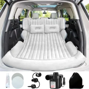 SUV Air Mattress, Thickened Car Air Mattress, SUV Mattress for Truck, Double-Sided Inflatable car Bed with 2 Pillows & Electric Pump, Cars Camping Mattress Back Seat, Inflatable Bed for suvs