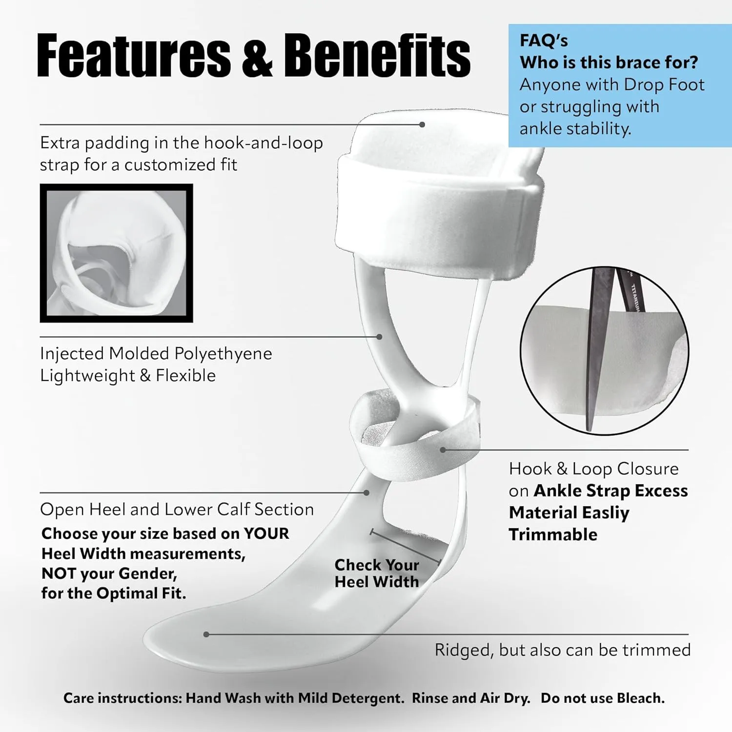 Swedish Deluxe AFO Drop Foot Stabilizer Brace