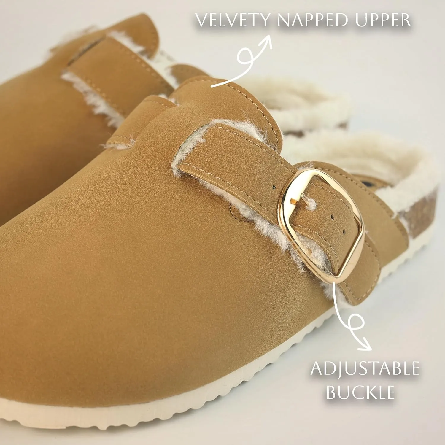 Sweechee Women's Cork Footbed Clogs with Soft Fur Lining, Comfortable Shearling Slippers Women's for Winter