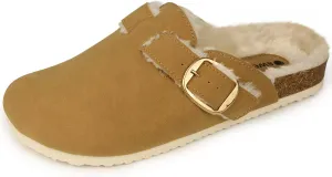 Sweechee Women's Cork Footbed Clogs with Soft Fur Lining, Comfortable Shearling Slippers Women's for Winter