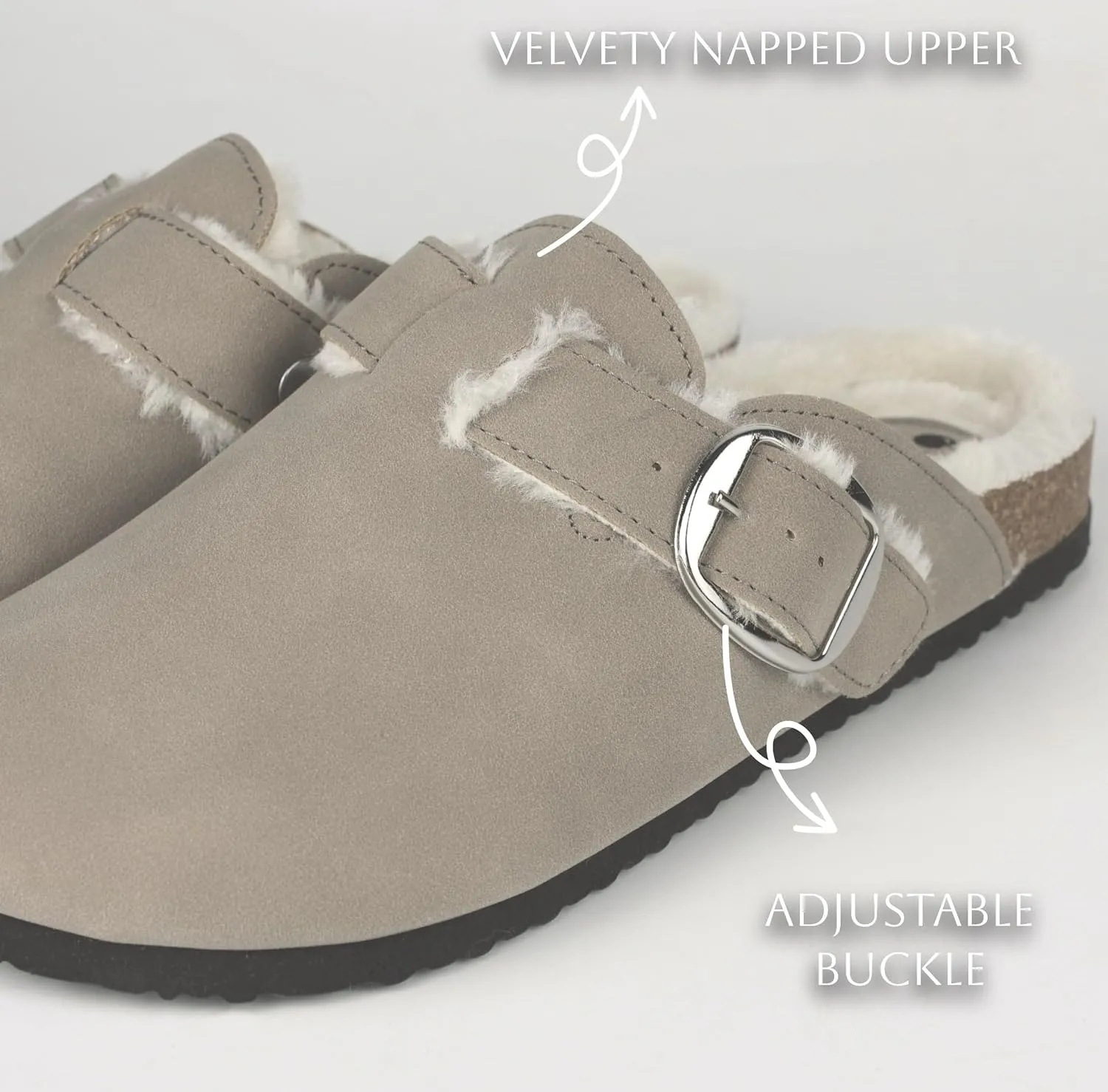 Sweechee Women's Cork Footbed Clogs with Soft Fur Lining, Comfortable Shearling Slippers Women's for Winter