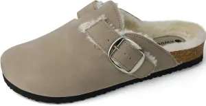 Sweechee Women's Cork Footbed Clogs with Soft Fur Lining, Comfortable Shearling Slippers Women's for Winter