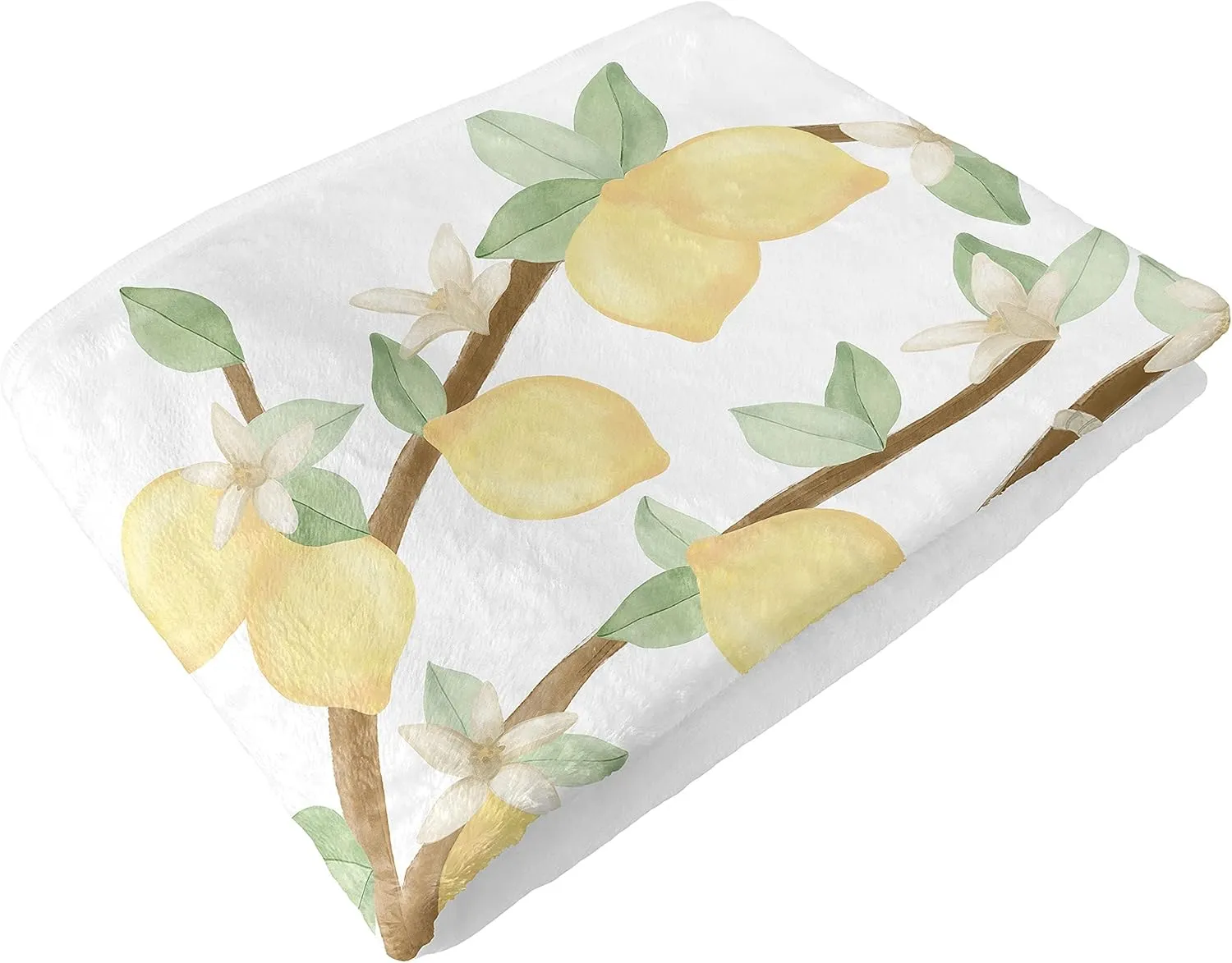 Sweet Jojo Designs Lemon Floral Girl Milestone Blanket Monthly Newborn First Year Growth Mat Baby Shower Memory Keepsake Gift Picture - Yellow Green Beige Watercolor Boho Bohemian Farmhouse Flower