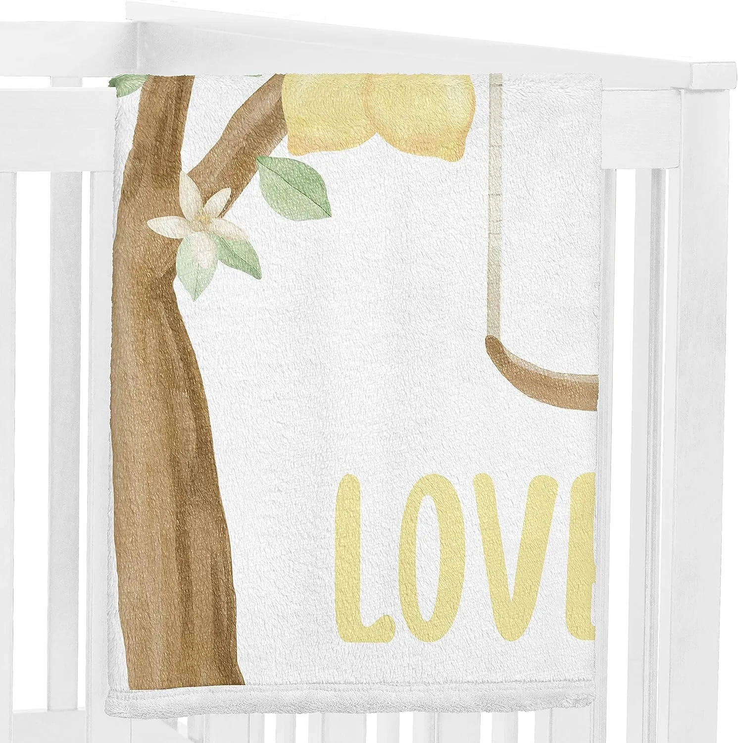 Sweet Jojo Designs Lemon Floral Girl Milestone Blanket Monthly Newborn First Year Growth Mat Baby Shower Memory Keepsake Gift Picture - Yellow Green Beige Watercolor Boho Bohemian Farmhouse Flower