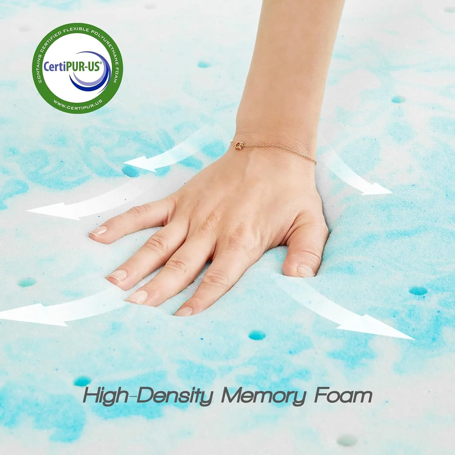 Sweetcrispy Mattress Topper King, 3 Inch Thick Memory Foam Gel Infused Cooling Toppers Pad for King Size Bed, Sleeper Sofa, RV, Camper, CertiPUR US Certified, Ventilated and Breathable