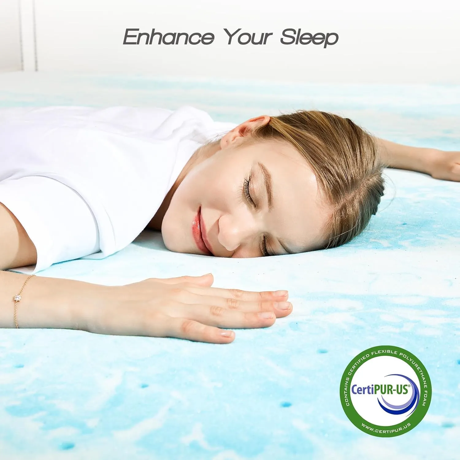 Sweetcrispy Mattress Topper King, 3 Inch Thick Memory Foam Gel Infused Cooling Toppers Pad for King Size Bed, Sleeper Sofa, RV, Camper, CertiPUR US Certified, Ventilated and Breathable