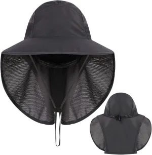 syeigh Sun Hat Summer Sun Hat for Women Men Breathale Mesh Bucket Hat with Neck Flap Outdoor Long Wide Brim Hiking Fishing