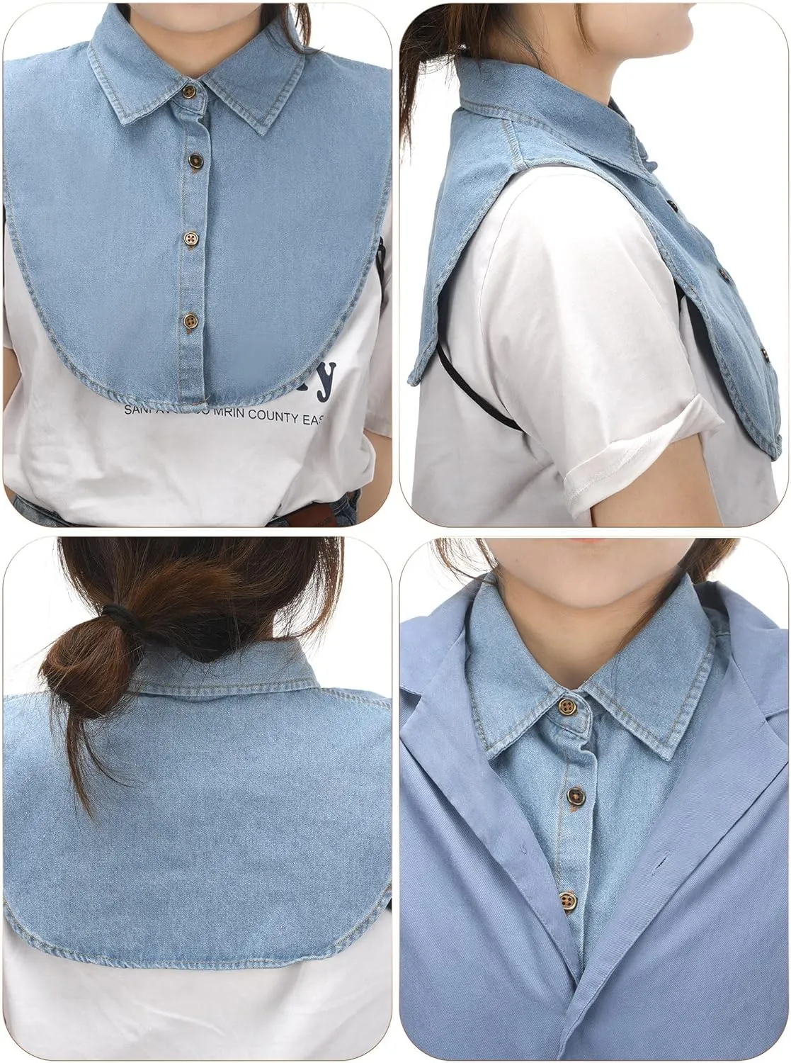 Syhood 4 Pcs Fake Collar Detachable False Dickey Collar Half Shirts Round for Women Outfits