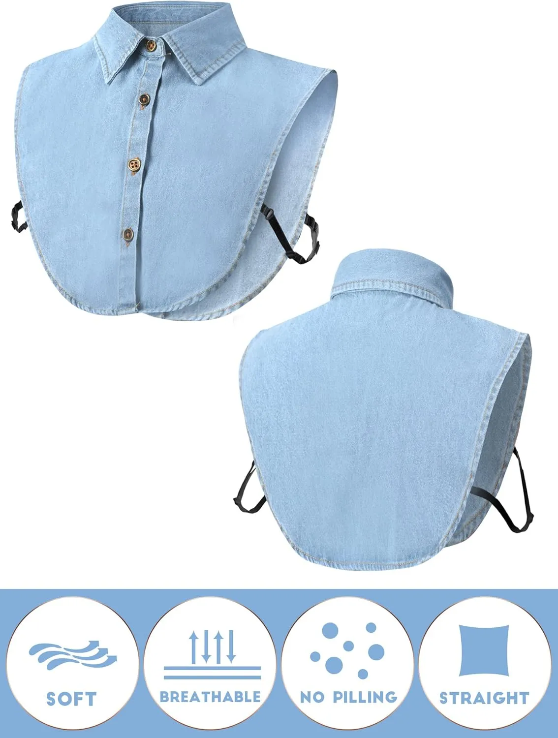 Syhood 4 Pcs Fake Collar Detachable False Dickey Collar Half Shirts Round for Women Outfits