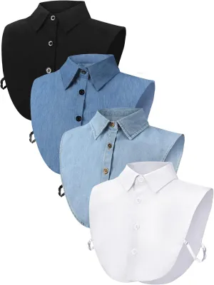 Syhood 4 Pcs Fake Collar Detachable False Dickey Collar Half Shirts Round for Women Outfits