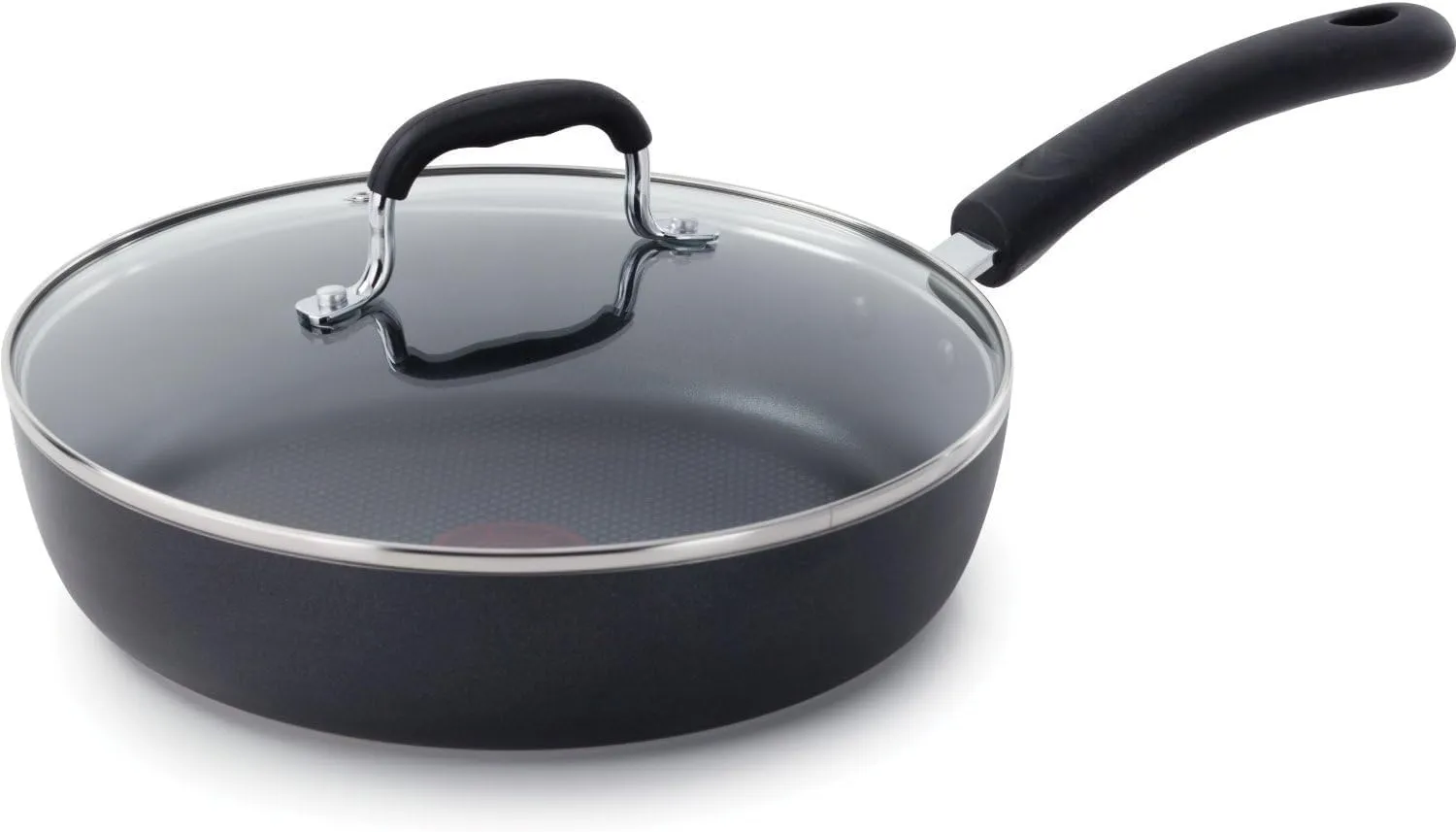 T-fal Experience Non Stick Fry Pan w/Lid 10 Inch, Induction, Oven Broiler Safe 400F, Compatible with All Cooktops, Cookware, Deep Frying Pan, Cooking Skillet, Pots and Pans, Dishwasher Safe, Black