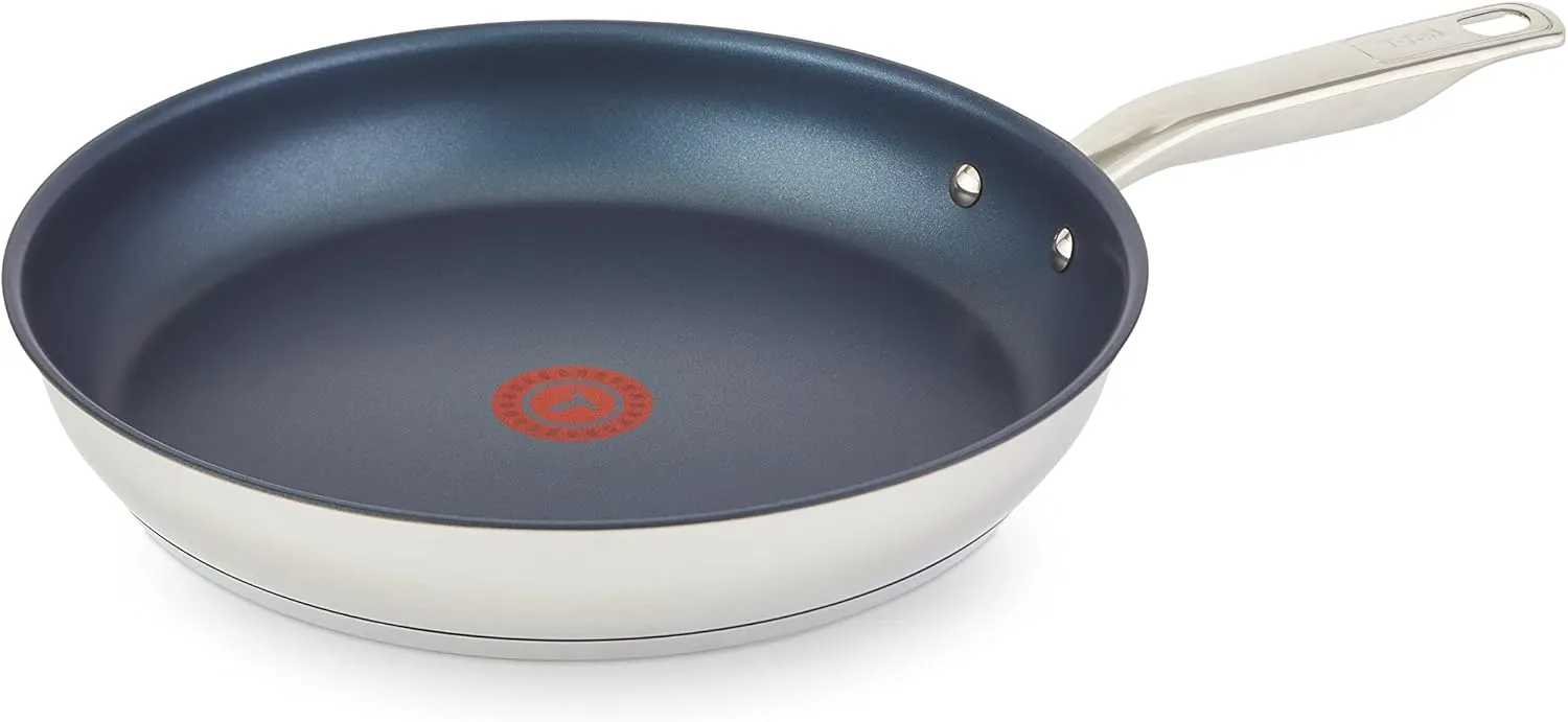 T-fal Platinum Stainless Steel Fry Pan 12 Inch Induction Oven Safe up to 500F Cookware, Pots and Pans, Dishwasher Safe Silver