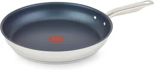 T-fal Platinum Stainless Steel Fry Pan 12 Inch Induction Oven Safe up to 500F Cookware, Pots and Pans, Dishwasher Safe Silver