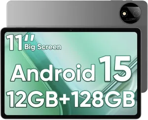 Tablet, Android 15 Tablet with 11 inch LCD Display, 12GB RAM   128GB Storage 1TB Expand, T7200 Octa-Core Processors, 8000mAh, Widevine L1, GPS, Dual Camera, WiFi 5, BT5.0 (Black)