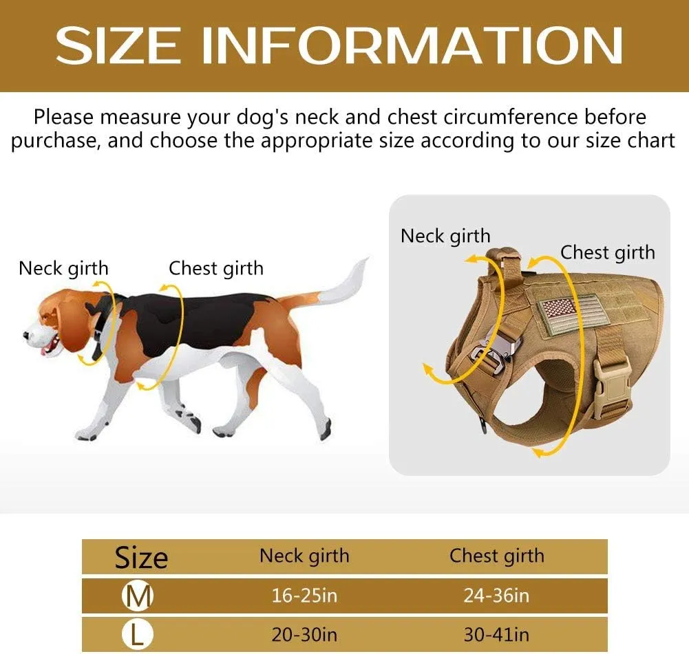 Tactical Dog Harness Vest Escape Proof Harness Military Vest No Pulling K9 Working Training Pet Vest for Medium Large Dogs(L) Army Yellow