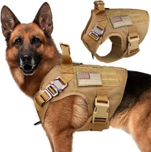 Tactical Dog Harness Vest Escape Proof Harness Military Vest No Pulling K9 Working Training Pet Vest for Medium Large Dogs(L) Army Yellow