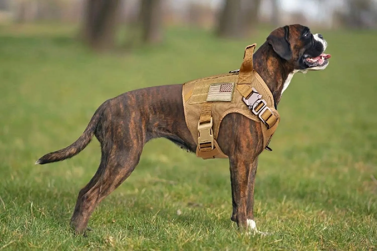 Tactical Dog Harness Vest Escape Proof Harness Military Vest No Pulling K9 Working Training Pet Vest for Medium Large Dogs(L) Army Yellow