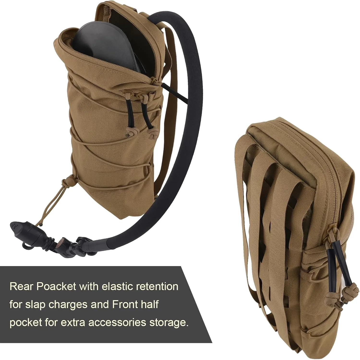 Tactical General Purpose Pocket 12x5 GP Pouch 1.5L Hydration Bag Carrier Backpack Organizer MOLLE   Belt