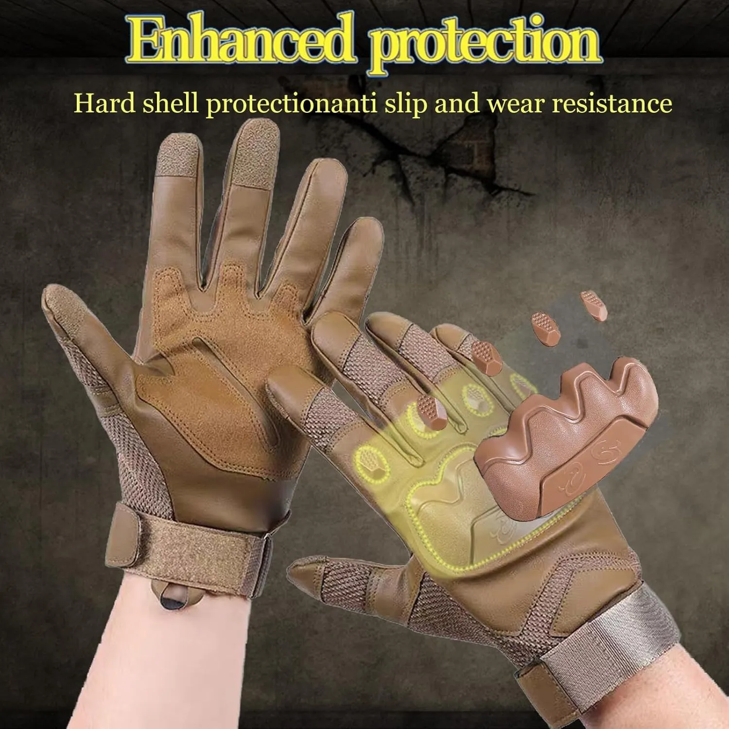 Tactical Gloves for Men Touchscreen Motorcycle Gloves with Hard Shell Leather Palm Padding for Outdoor Sports Motorcycle Cycling Tactical Airsoft Paintball Hunting Hiking Camping Climbing