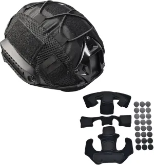 Tactical Helmet Cover,Internal Memory Foam Pads Set and Tactical Fast Airsoft Helmet Cloth for Ops-Core Fast PJ MH Helmet in Size M/L