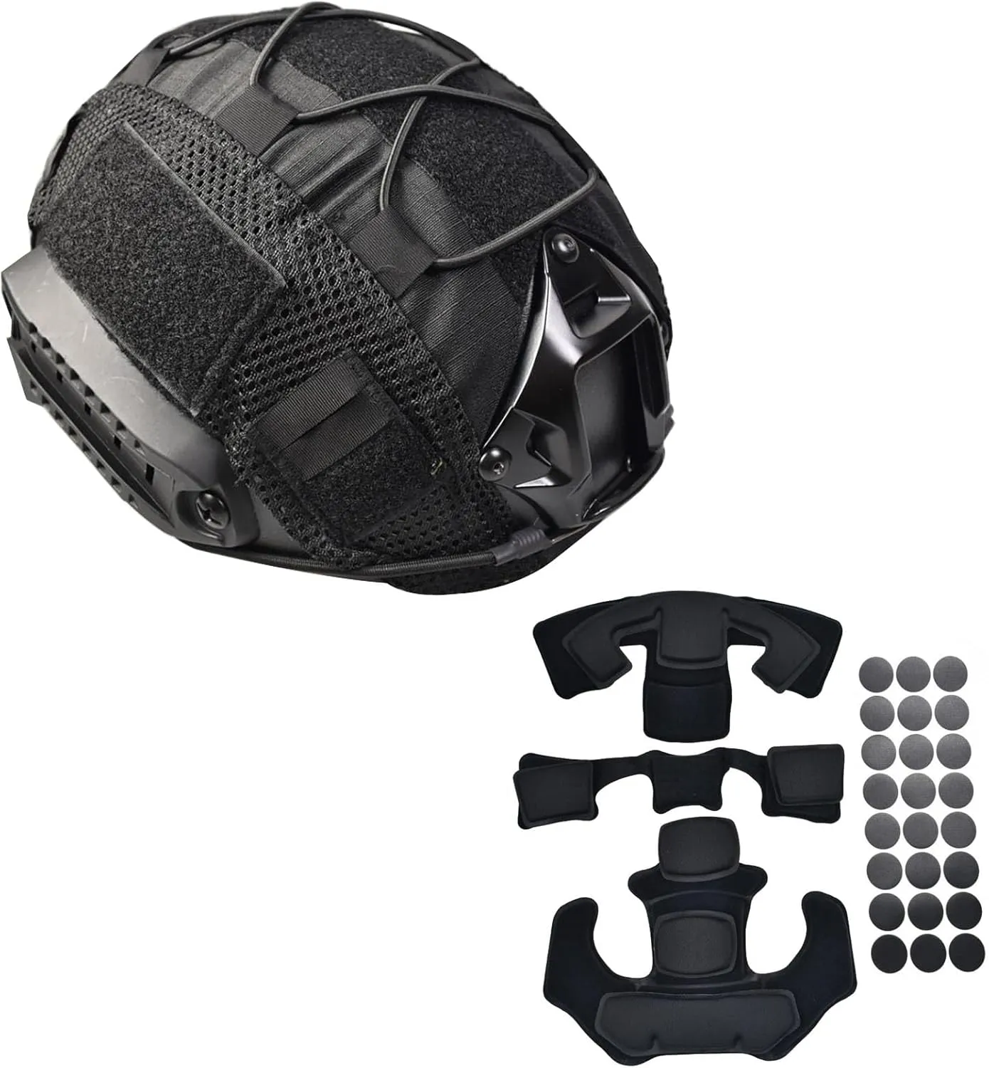 Tactical Helmet Cover,Internal Memory Foam Pads Set and Tactical Fast Airsoft Helmet Cloth for Ops-Core Fast PJ MH Helmet in Size M/L