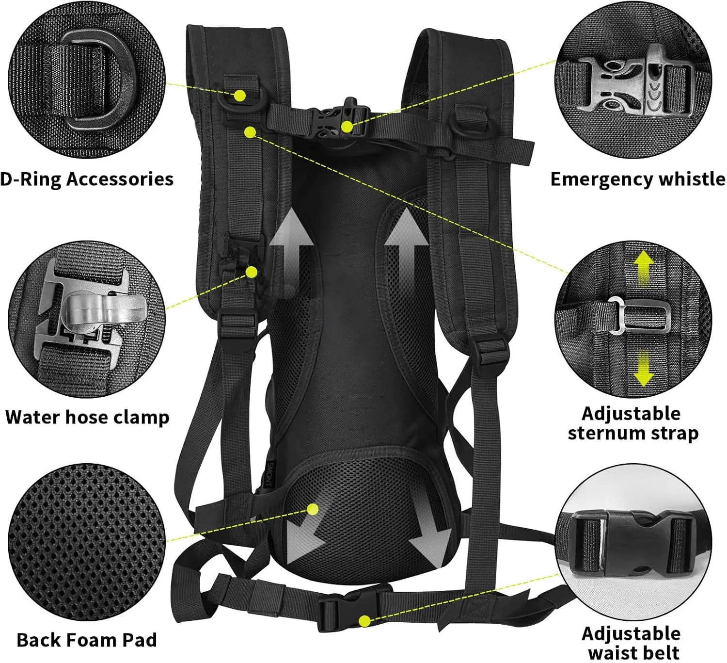 Tactical Molle Hydration Pack Backpack with 3L TPU Water Bladder Running Hydration Vest Water Backpack for Cycling, Hiking, Running, Climbing, Hunting, Biking