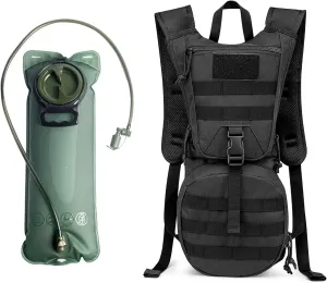 Tactical Molle Hydration Pack Backpack with 3L TPU Water Bladder Running Hydration Vest Water Backpack for Cycling, Hiking, Running, Climbing, Hunting, Biking