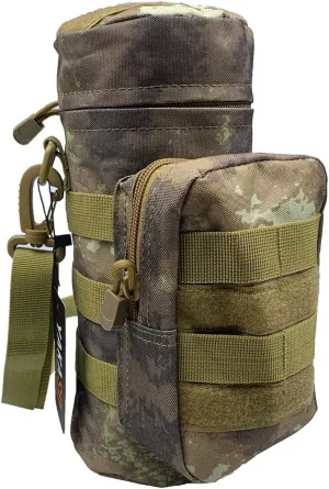 Tactical Molle Water Bottle Holder Pouch Hydration Carrier Bag Tactical EDC Water Bottle Carrier with Detachable Shoulder Strap for Hiking Camping Outdoor Sport Travel