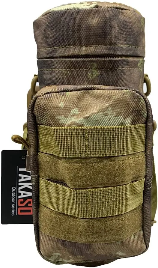 Tactical Molle Water Bottle Holder Pouch Hydration Carrier Bag Tactical EDC Water Bottle Carrier with Detachable Shoulder Strap for Hiking Camping Outdoor Sport Travel