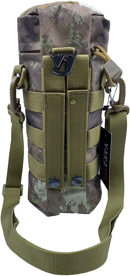 Tactical Molle Water Bottle Holder Pouch Hydration Carrier Bag Tactical EDC Water Bottle Carrier with Detachable Shoulder Strap for Hiking Camping Outdoor Sport Travel