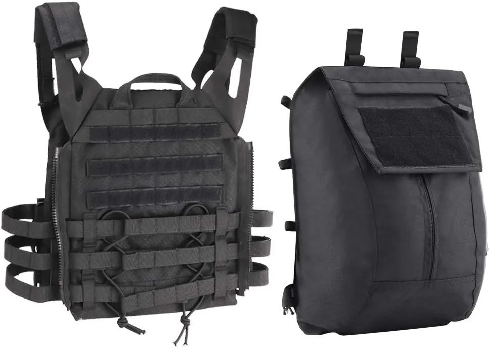 Tactical Pouch Zip-on Panel for AVS JPC2.0 JPC Vest Backpack Airsoft Mesh Pocket Built-in Magazine Snap Closure Hunting