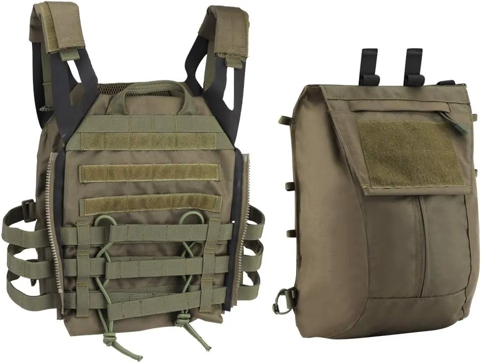 Tactical Pouch Zip-on Panel for AVS JPC2.0 JPC Vest Backpack Airsoft Mesh Pocket Built-in Magazine Snap Closure Hunting