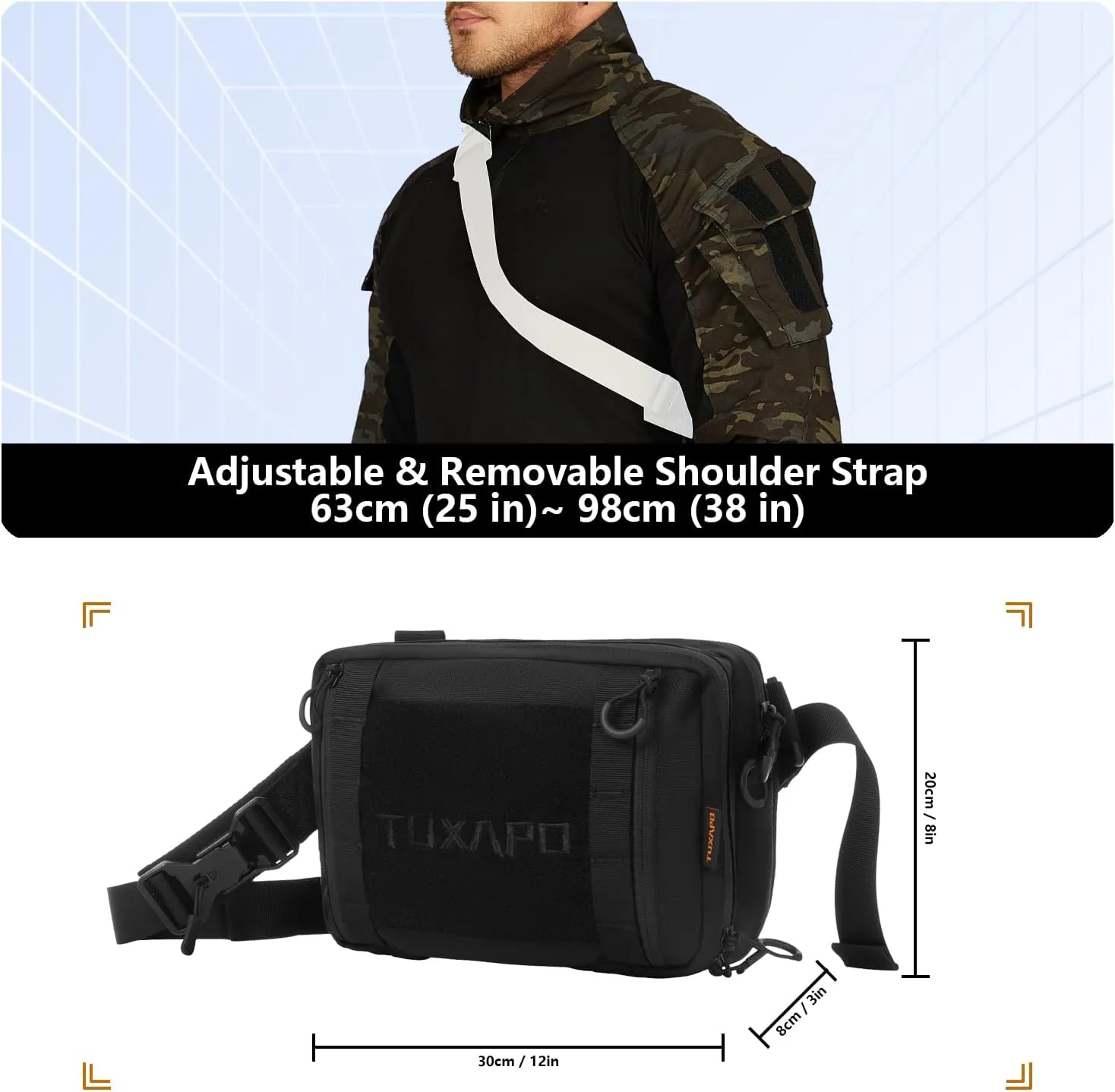 Tactical Shoulder Bag - Small Military Tactical Sling Backpack, Nylon EDC Bag for Hiking, Travel, & Everyday Use (Black)