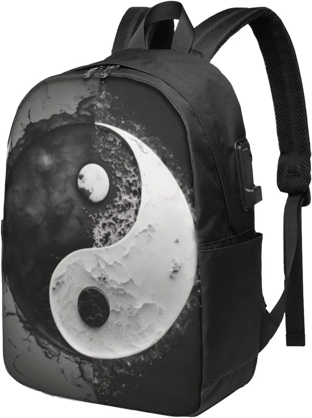 Taoist Yin Yang Tai Chi Laptop Backpack, Travel Backpack with USB Charging Port, Computer Bag for Men Women