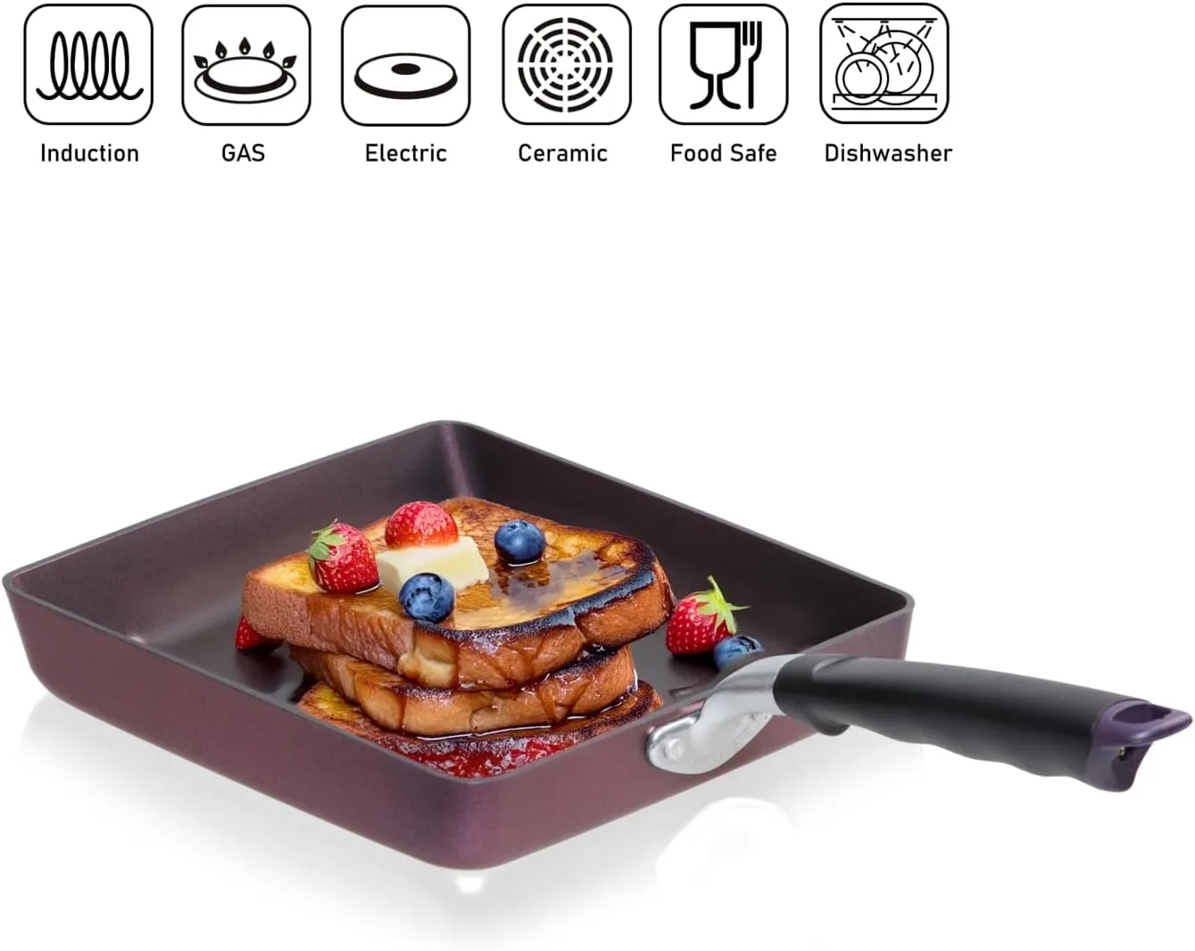TECHEF - Tamagoyaki Japanese Omelette Pan/Egg Pan, Made in Korea (Purple) (Large)