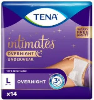 TENA Incontinence Underwear for Women, for Overnight, Large, 14 Count (Pack of 2)