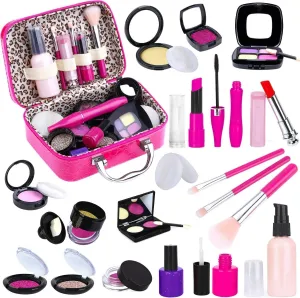 Tepsmigo Pretend Makeup Kit for Girls, Kids Pretend Play Makeup Set - with Cosmetic Bag for Birthday Christmas, Toy Makeup Set for Toddler, Little Girls Age 3 (Not Real Makeup)
