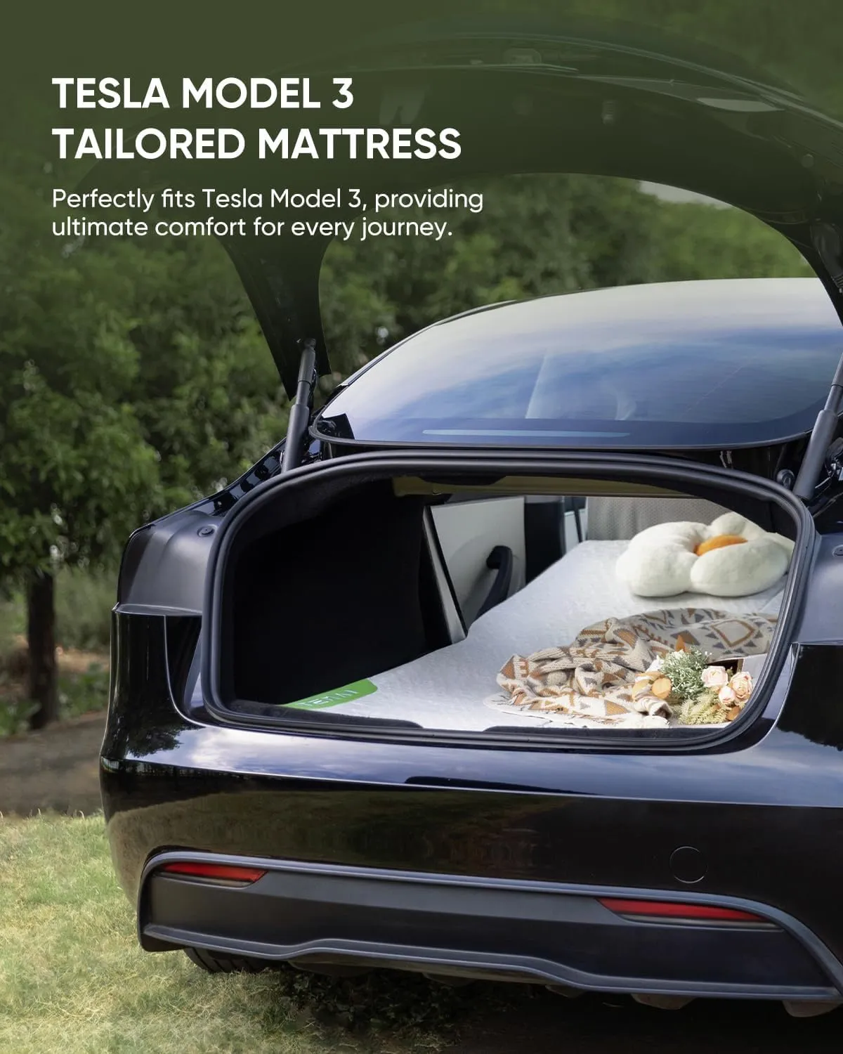 Tesla Model 3/Y Mattress | Foldable Travel Bed with Memory Foam Comfort, Non-Slip Design, Eco-Friendly Materials, and Dual-Mode Flexibility – Perfect for Camping and Road Trips