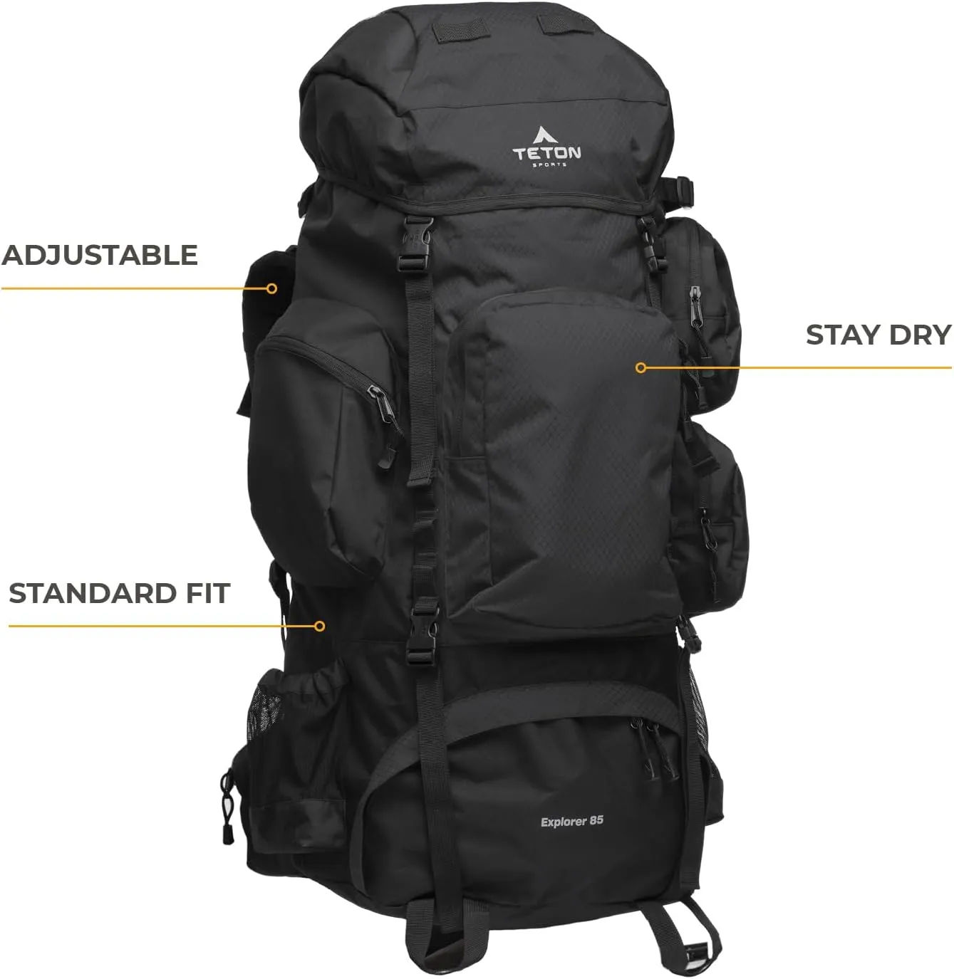 TETON 85L Explorer Internal Frame Backpack for Hiking, Camping, Backpacking, Rain Cover Included