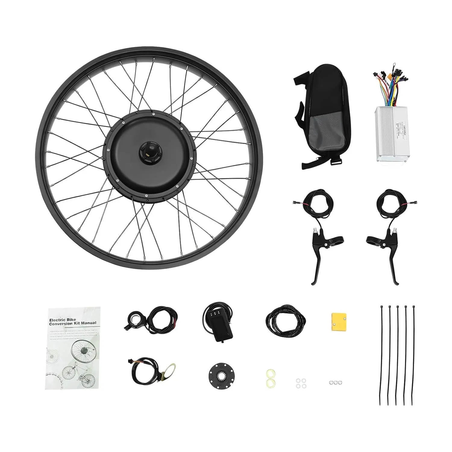 TFCFL 48V 1000W Front Wheel Conversion Kit, 26 Inch Wide Electric Tire Brushless Motor E-Bike Kit, Waterproof Design for All-Weather Riding, Plug-and-Play Installation, Suitable for Wide Tire Bicycles