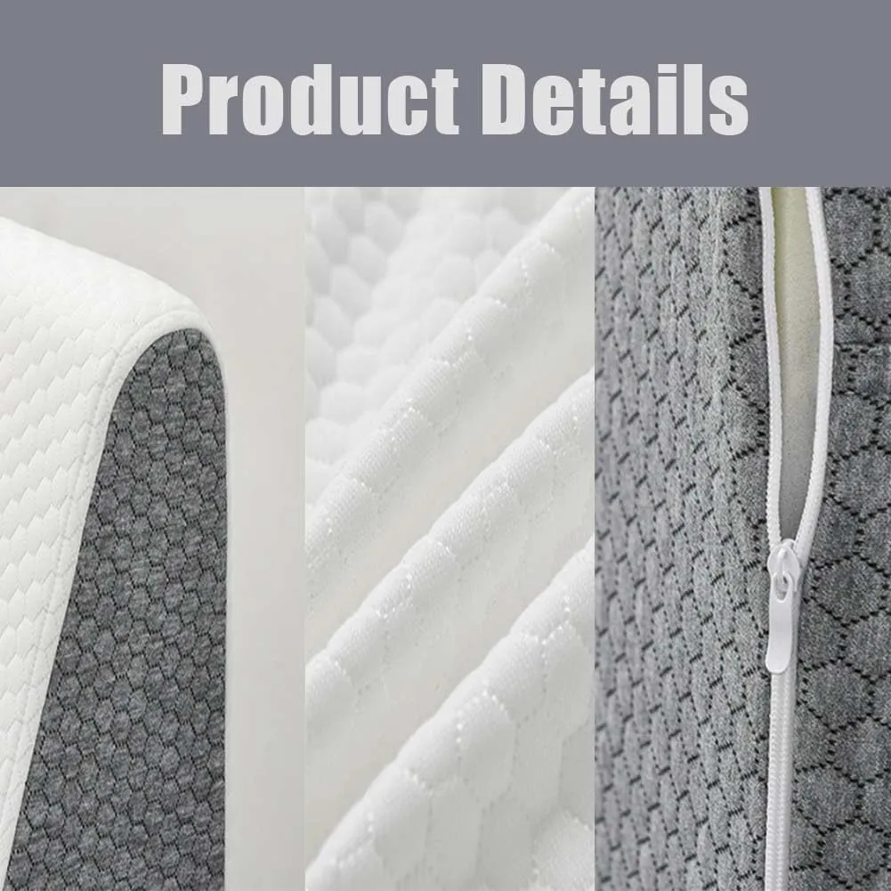 The Hiquo Wedge Pillow with Light Blocking Sleep Mask, Adjustable Orthopedic Bed Wedge Pillow Set, 30 Degree Memory Foam Triangle Incline Combo Set for Neck,Leg and Back Support (white,gray)