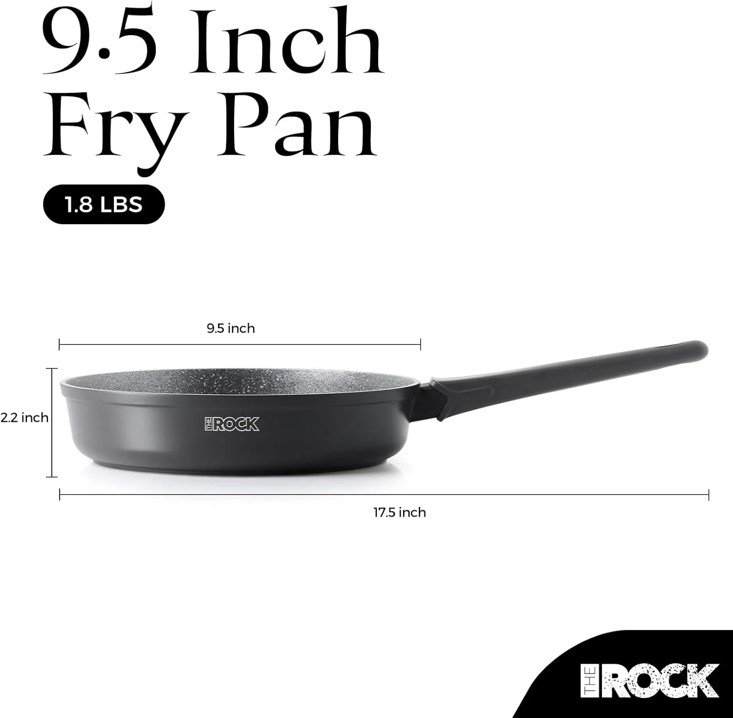 THE ROCK SOHO 9.5-Inch Non Stick Frying Pan – Nothing Sticks, Never Warps, Lasts Longer, Healthy Non-Toxic Skillet with Heat-Resistant Handle, PFOA Free, Oven & Dishwasher Safe, Black